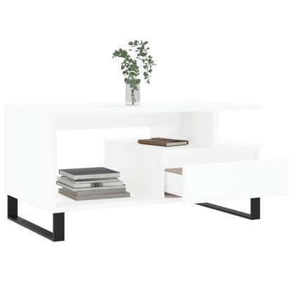 Salontafel 90X49X45 Cm Bewerkt Hout Wit