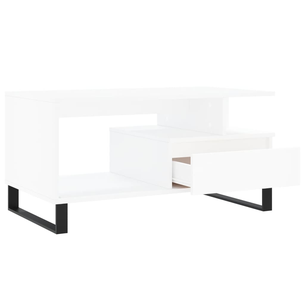 Salontafel 90X49X45 Cm Bewerkt Hout Wit