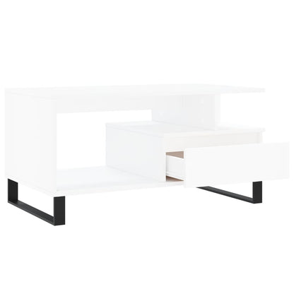 Salontafel 90X49X45 Cm Bewerkt Hout Wit