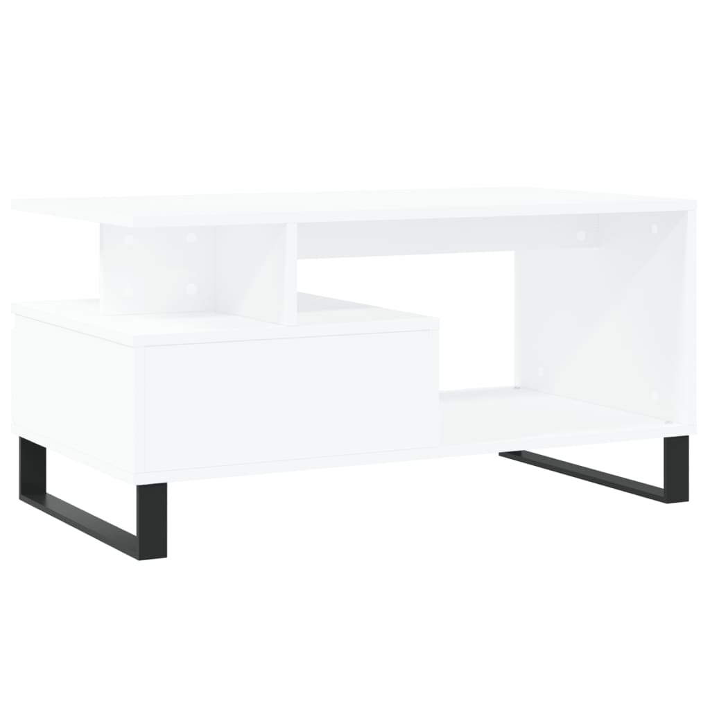 Salontafel 90X49X45 Cm Bewerkt Hout Wit
