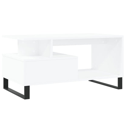 Salontafel 90X49X45 Cm Bewerkt Hout Wit