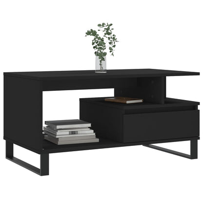 Salontafel 90X49X45 Cm Bewerkt Hout Zwart