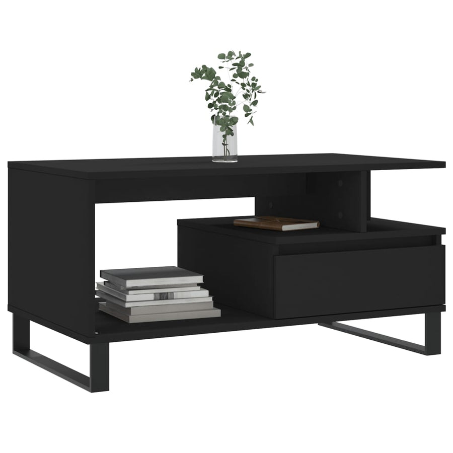 Salontafel 90X49X45 Cm Bewerkt Hout Zwart