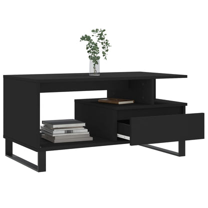 Salontafel 90X49X45 Cm Bewerkt Hout Zwart