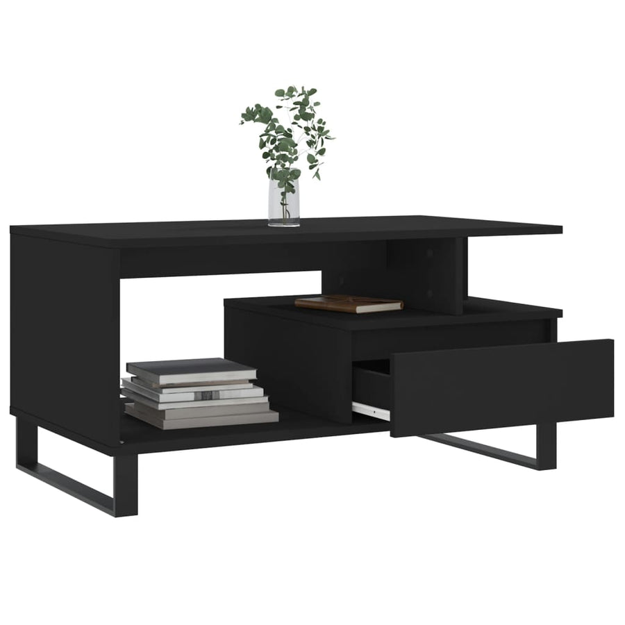 Salontafel 90X49X45 Cm Bewerkt Hout Zwart