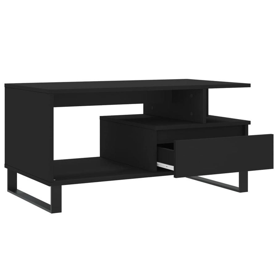 Salontafel 90X49X45 Cm Bewerkt Hout Zwart