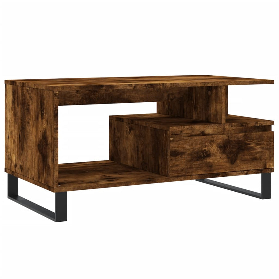 Salontafel 90X49X45 Cm Bewerkt Hout Kleurig Gerookt eiken