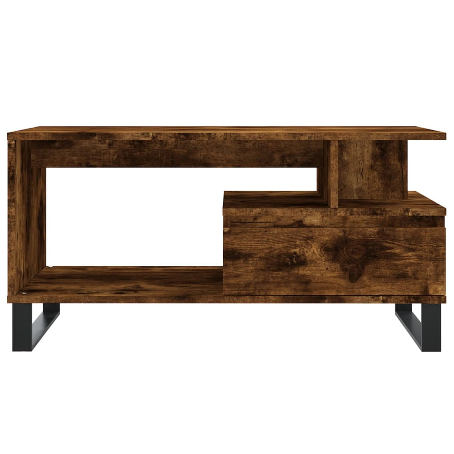 Salontafel 90X49X45 Cm Bewerkt Hout Kleurig Gerookt eiken