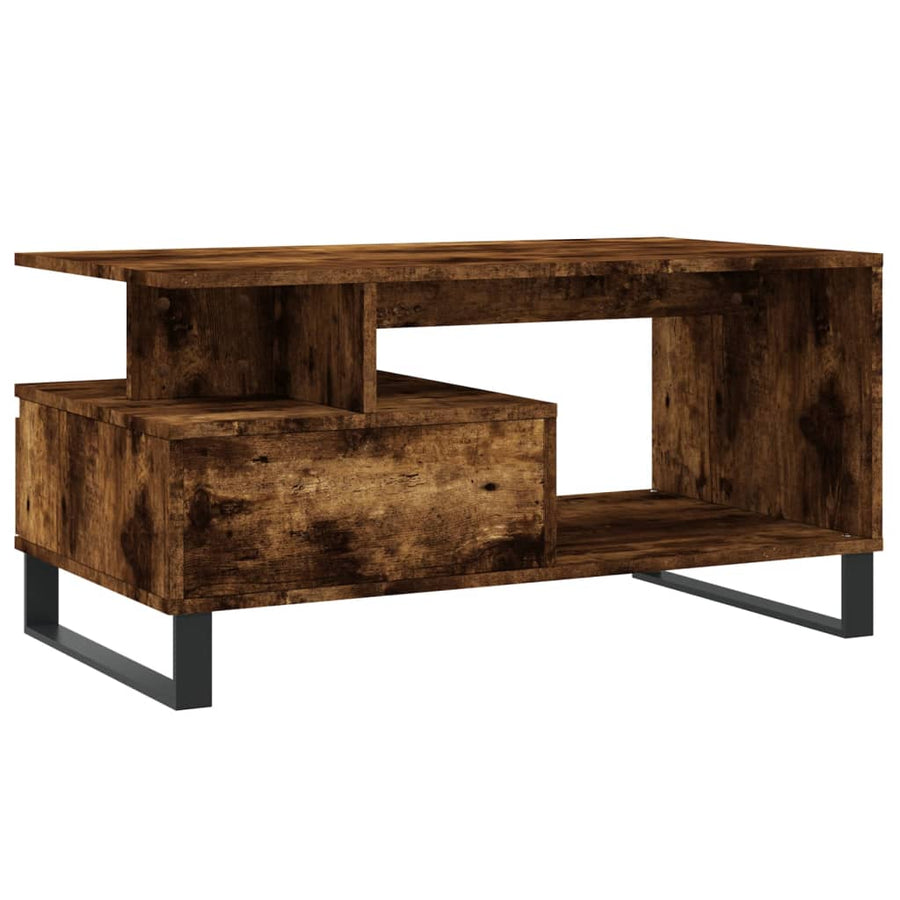 Salontafel 90X49X45 Cm Bewerkt Hout Kleurig Gerookt eiken