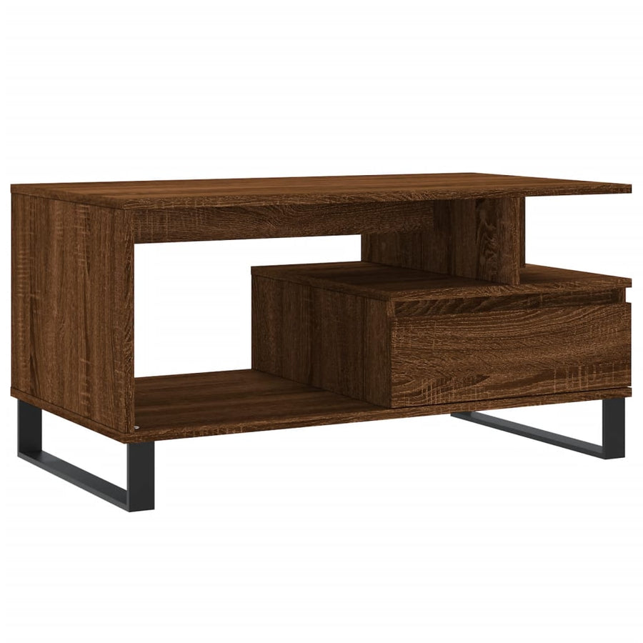 Salontafel 90X49X45 Cm Bewerkt Hout Bruineiken