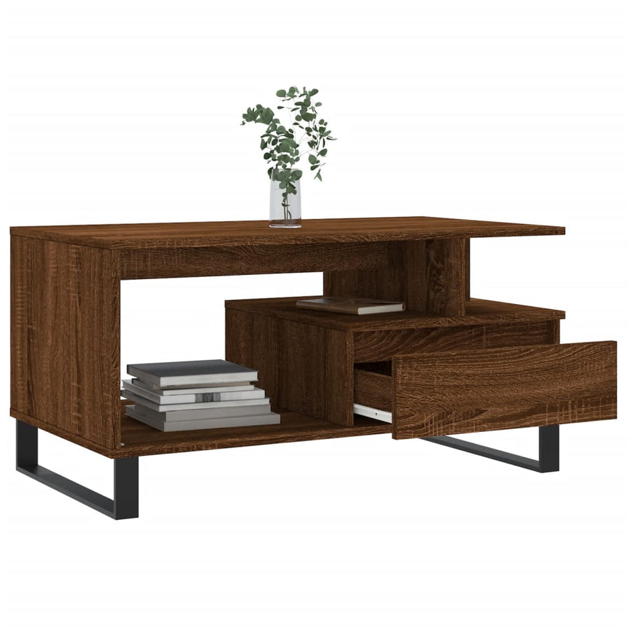 Salontafel 90X49X45 Cm Bewerkt Hout Bruineiken