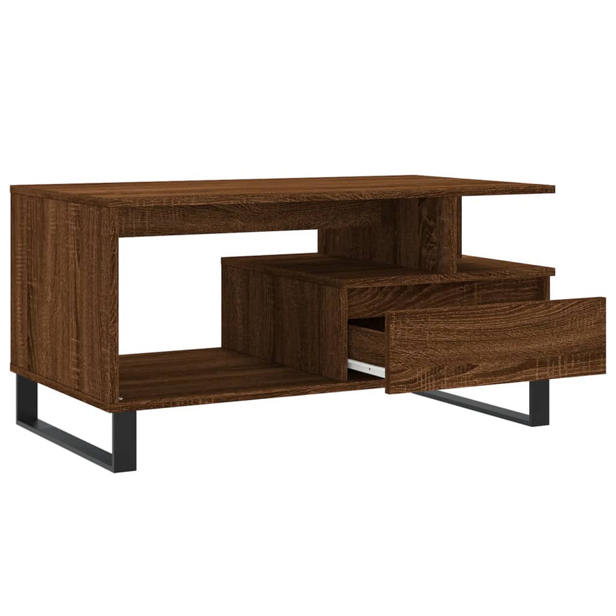 Salontafel 90X49X45 Cm Bewerkt Hout Bruineiken