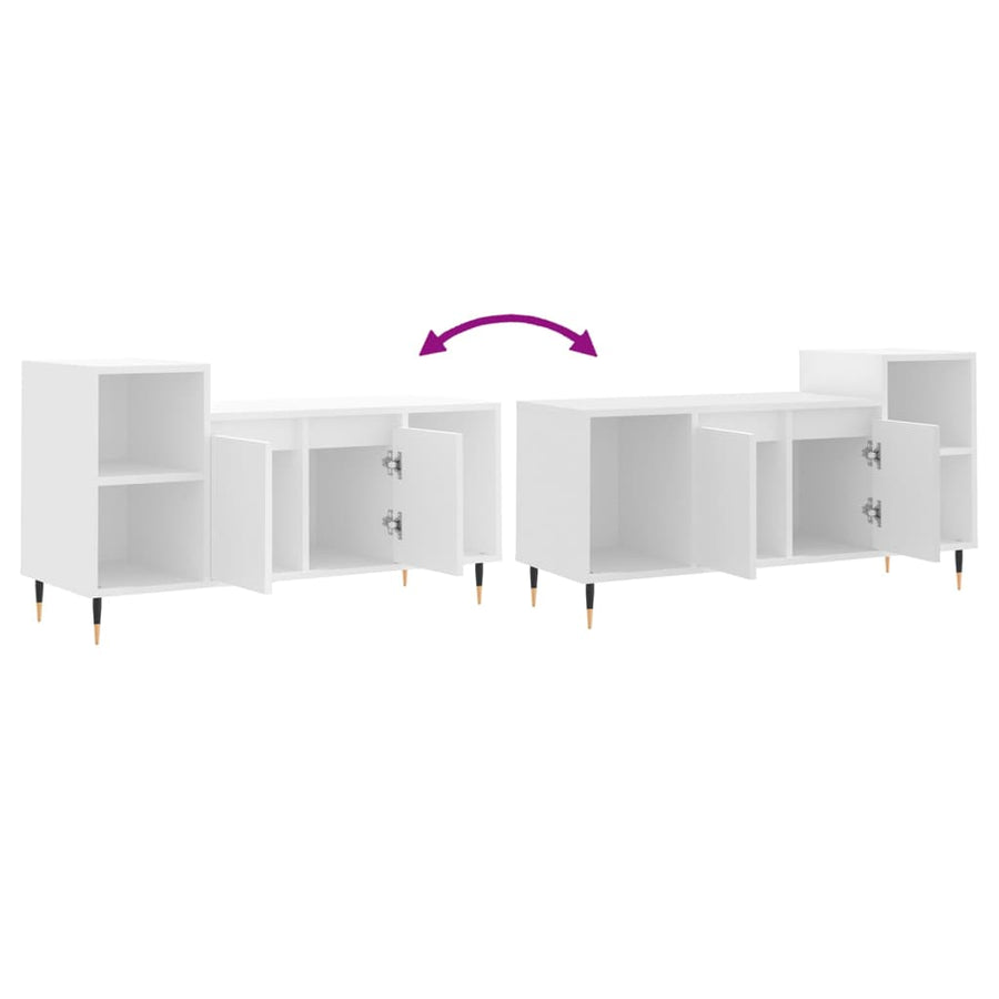 Tv-Meubel 00X35X55 Cm Bewerkt Hout Wit