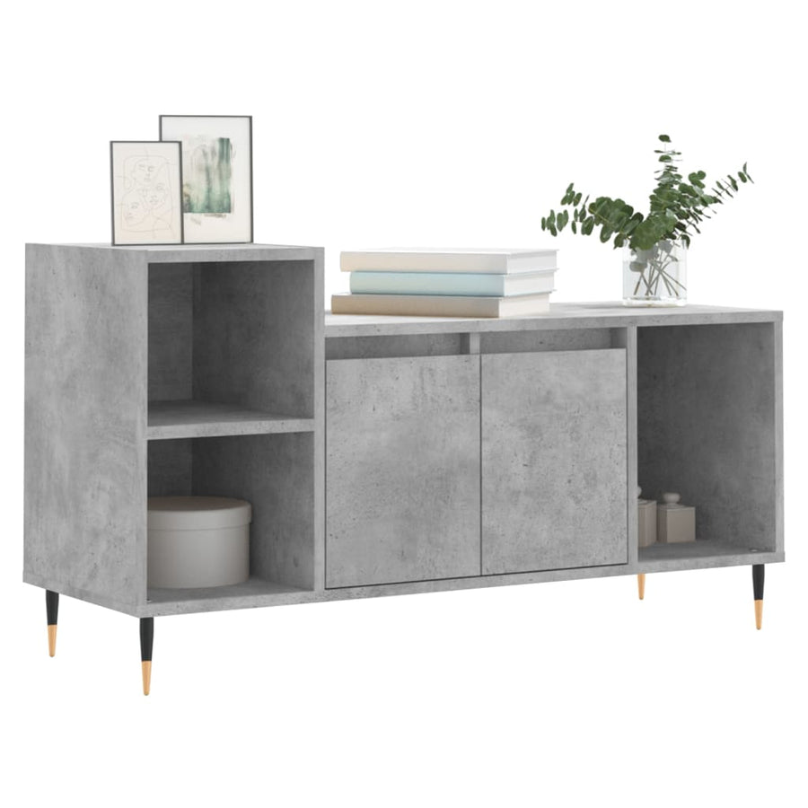 Tv-Meubel 00X35X55 Cm Bewerkt Hout Betongrijs