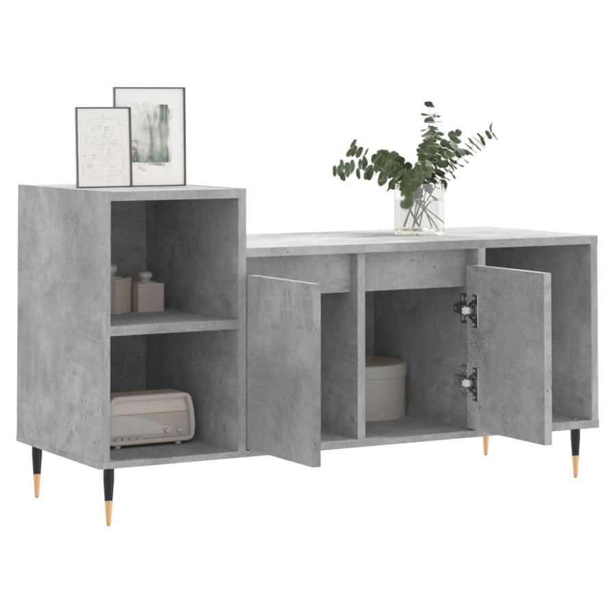 Tv-Meubel 00X35X55 Cm Bewerkt Hout Betongrijs