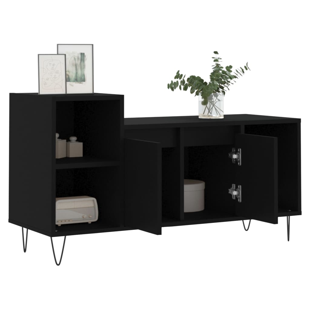 Tv-Meubel 100X35X55 Cm Bewerkt Hout Zwart