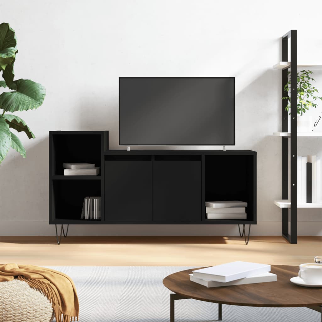Tv-Meubel 100X35X55 Cm Bewerkt Hout Zwart