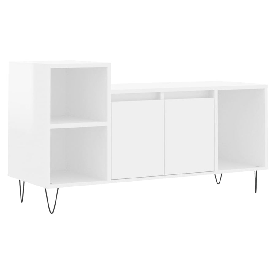 Tv-Meubel 00X35X55 Cm Bewerkt Hout Hoogglans wit