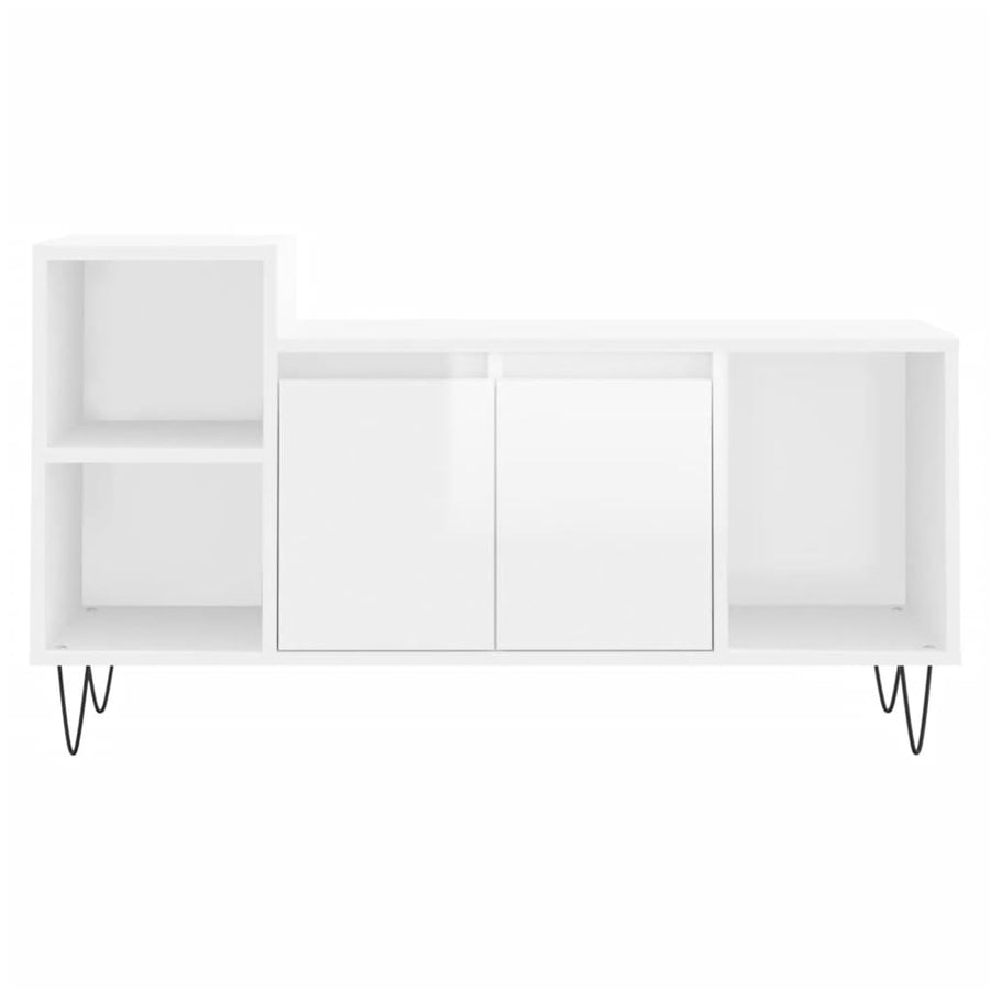 Tv-Meubel 00X35X55 Cm Bewerkt Hout Hoogglans wit