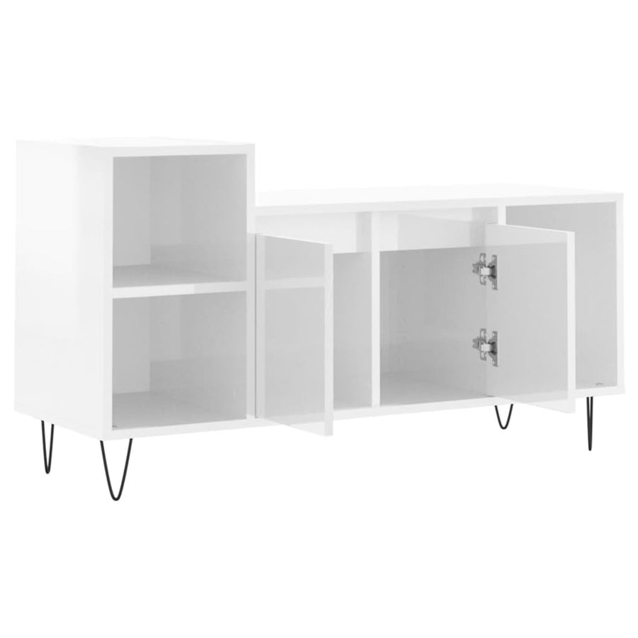 Tv-Meubel 00X35X55 Cm Bewerkt Hout Hoogglans wit