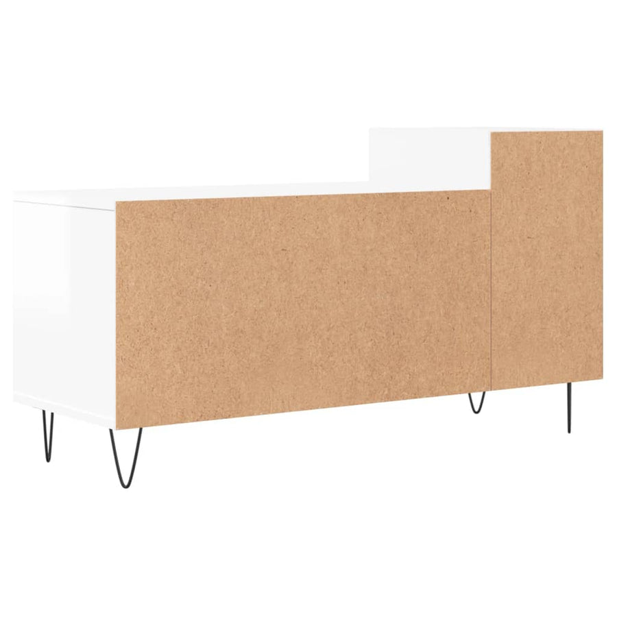 Tv-Meubel 00X35X55 Cm Bewerkt Hout Hoogglans wit