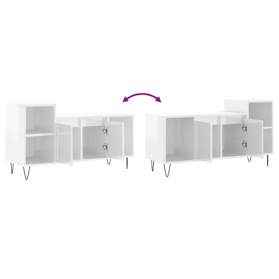 Tv-Meubel 00X35X55 Cm Bewerkt Hout Hoogglans wit