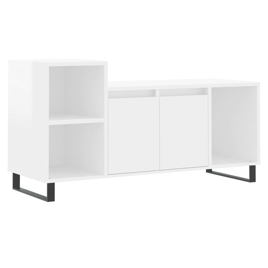 Tv-Meubel 00X35X55 Cm Bewerkt Hout Hoogglans wit