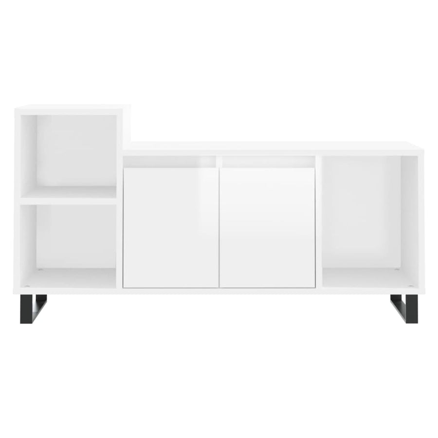 Tv-Meubel 00X35X55 Cm Bewerkt Hout Hoogglans wit