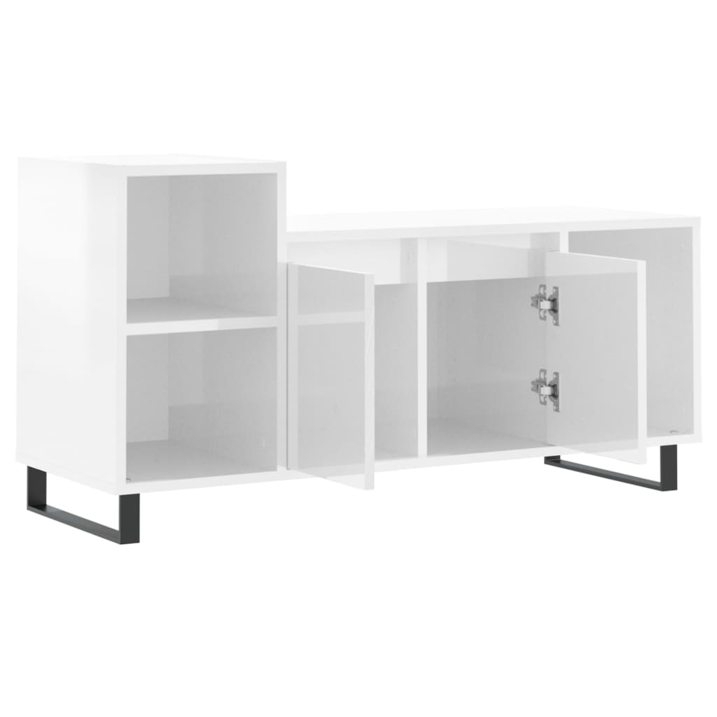 Tv-Meubel 00X35X55 Cm Bewerkt Hout Hoogglans wit