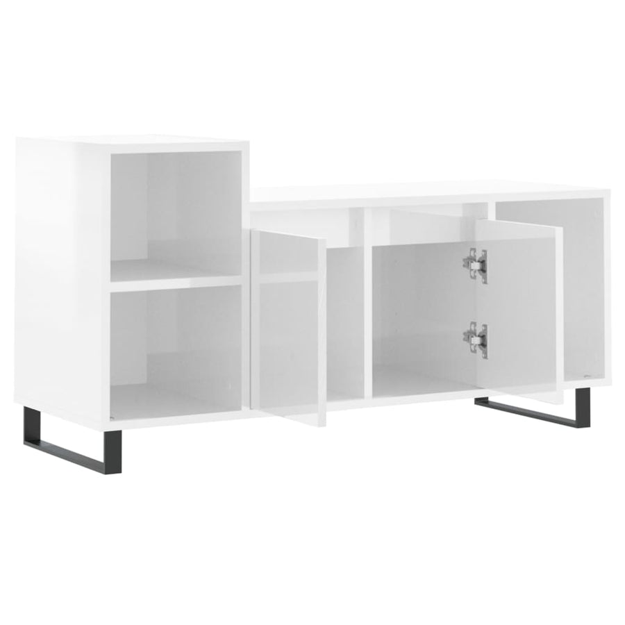 Tv-Meubel 00X35X55 Cm Bewerkt Hout Hoogglans wit