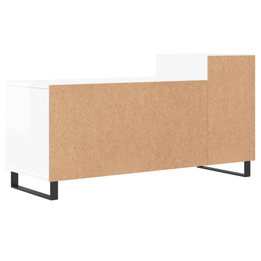 Tv-Meubel 00X35X55 Cm Bewerkt Hout Hoogglans wit