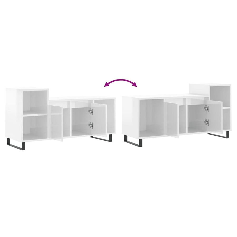 Tv-Meubel 00X35X55 Cm Bewerkt Hout Hoogglans wit