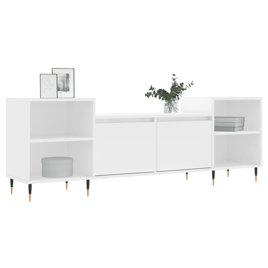 Tv-Meubel 160X35X55 Cm Bewerkt Hout Wit