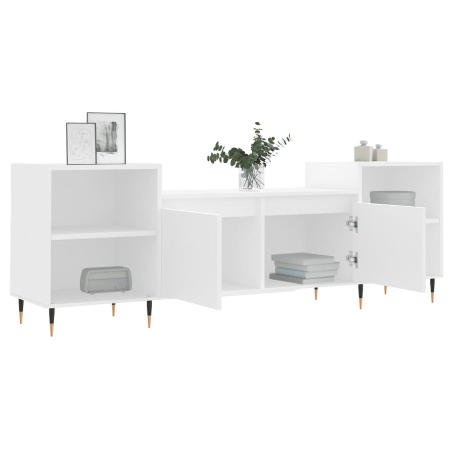 Tv-Meubel 160X35X55 Cm Bewerkt Hout Wit