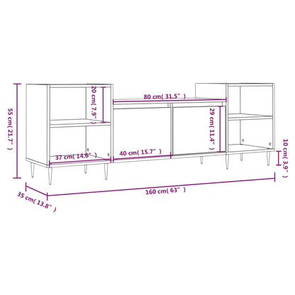 Tv-Meubel 160X35X55 Cm Bewerkt Hout Wit