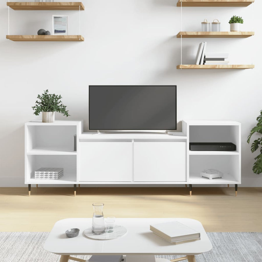 Tv-Meubel 160X35X55 Cm Bewerkt Hout Wit