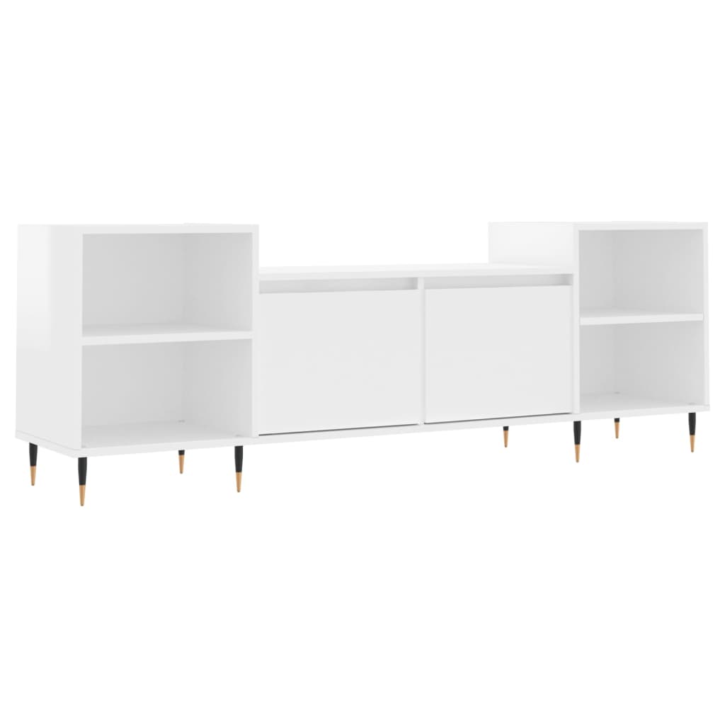 Tv-Meubel 60X35X55 Cm Bewerkt Hout Hoogglans wit