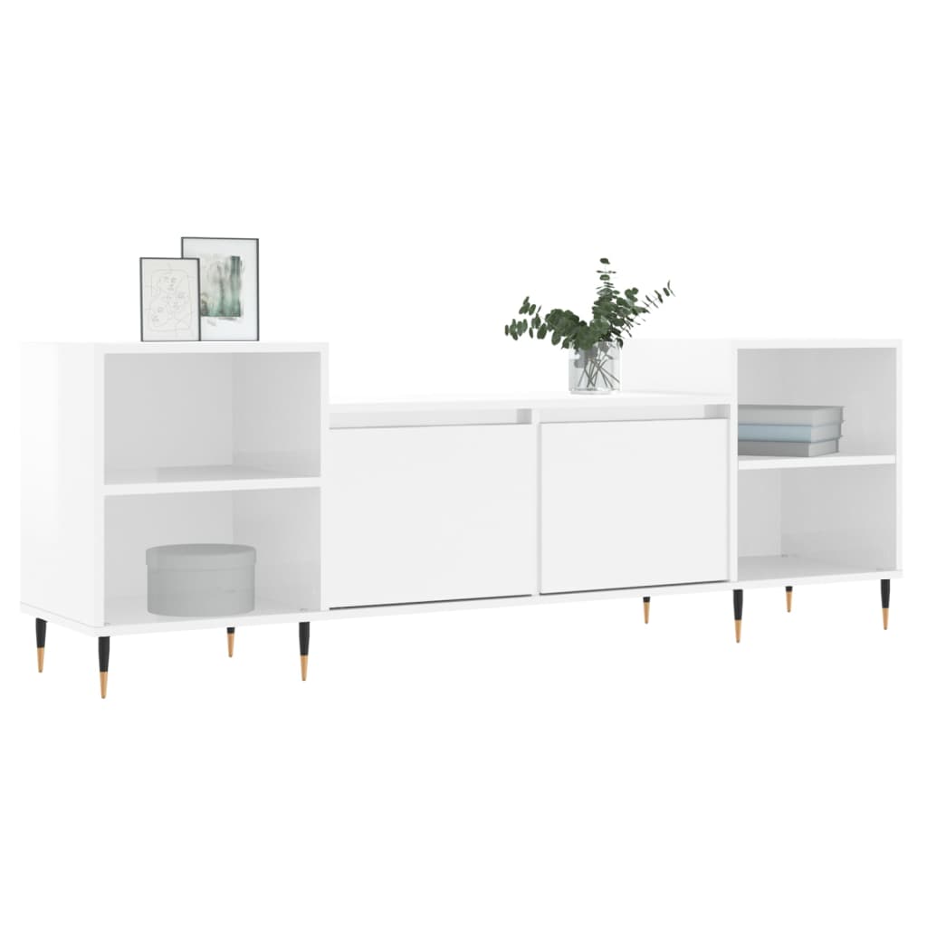 Tv-Meubel 60X35X55 Cm Bewerkt Hout Hoogglans wit