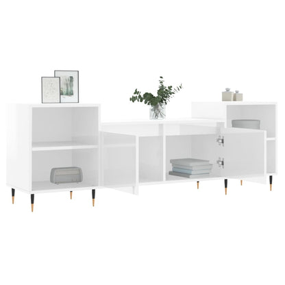Tv-Meubel 60X35X55 Cm Bewerkt Hout Hoogglans wit