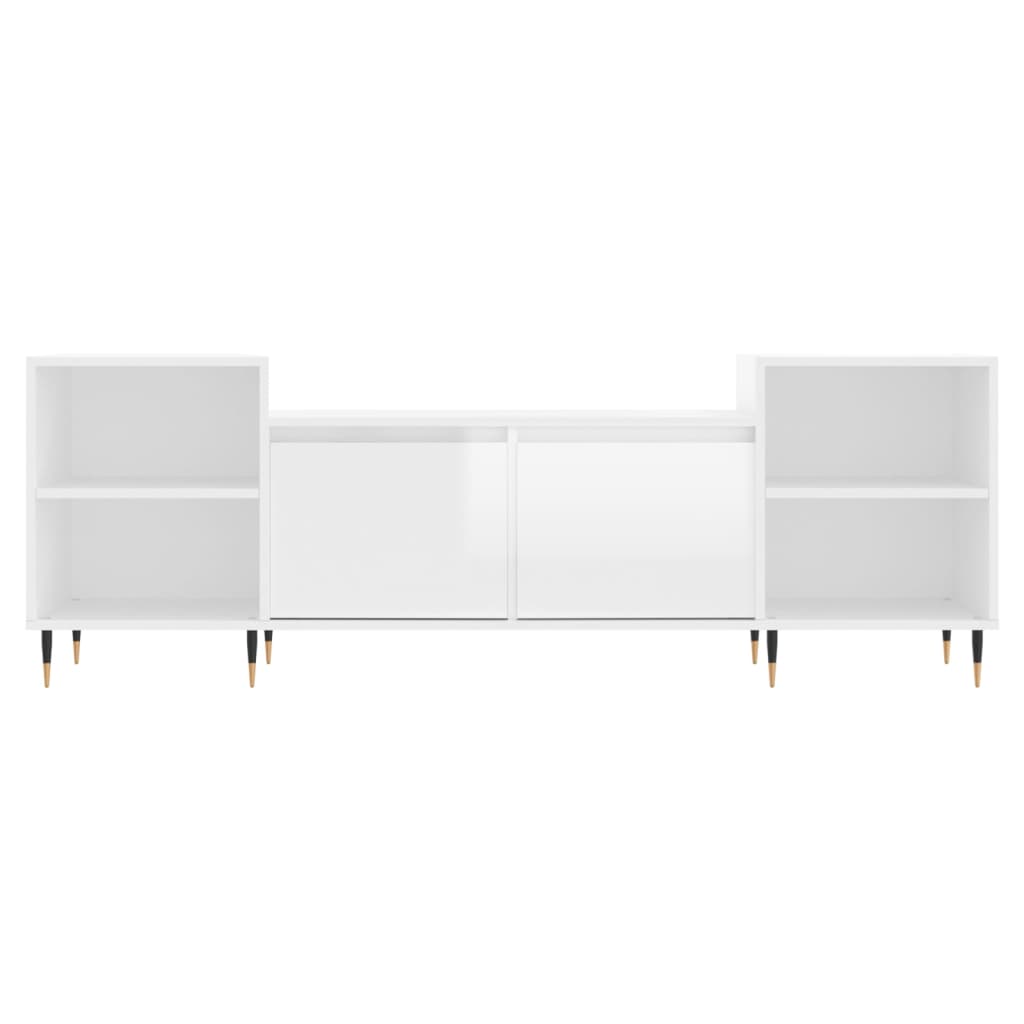 Tv-Meubel 60X35X55 Cm Bewerkt Hout Hoogglans wit