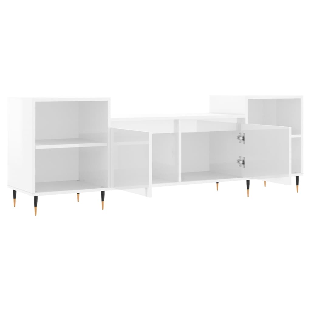 Tv-Meubel 60X35X55 Cm Bewerkt Hout Hoogglans wit
