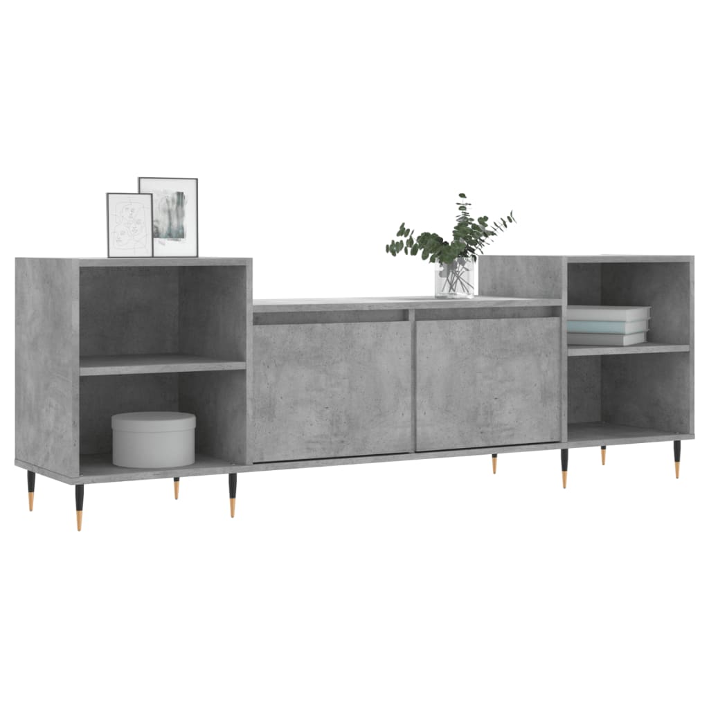 Tv-Meubel 160X35X55 Cm Bewerkt Hout Betongrijs