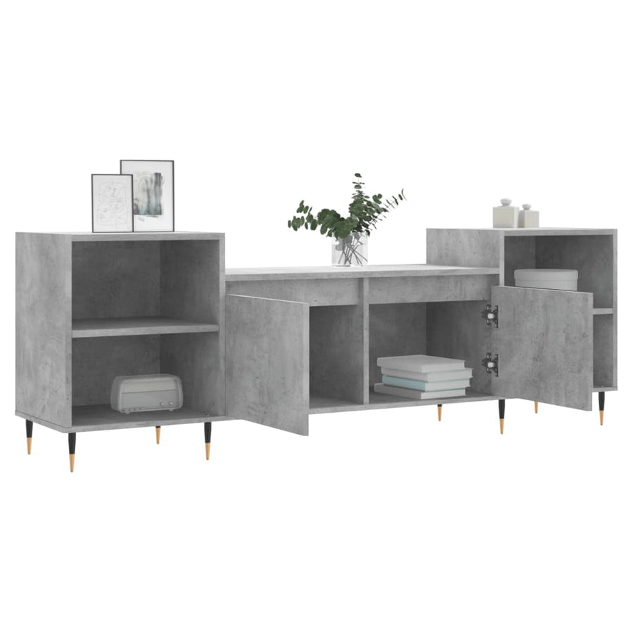 Tv-Meubel 160X35X55 Cm Bewerkt Hout Betongrijs