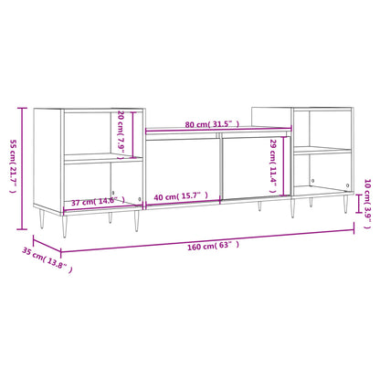 Tv-Meubel 160X35X55 Cm Bewerkt Hout Betongrijs