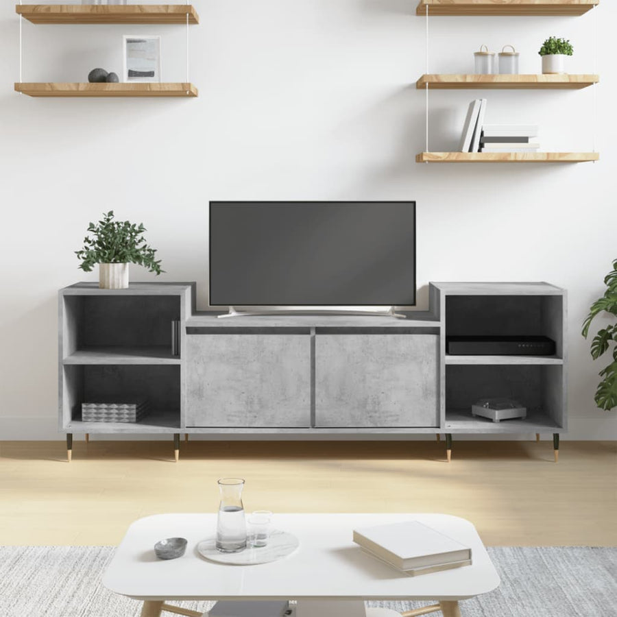 Tv-Meubel 160X35X55 Cm Bewerkt Hout Betongrijs