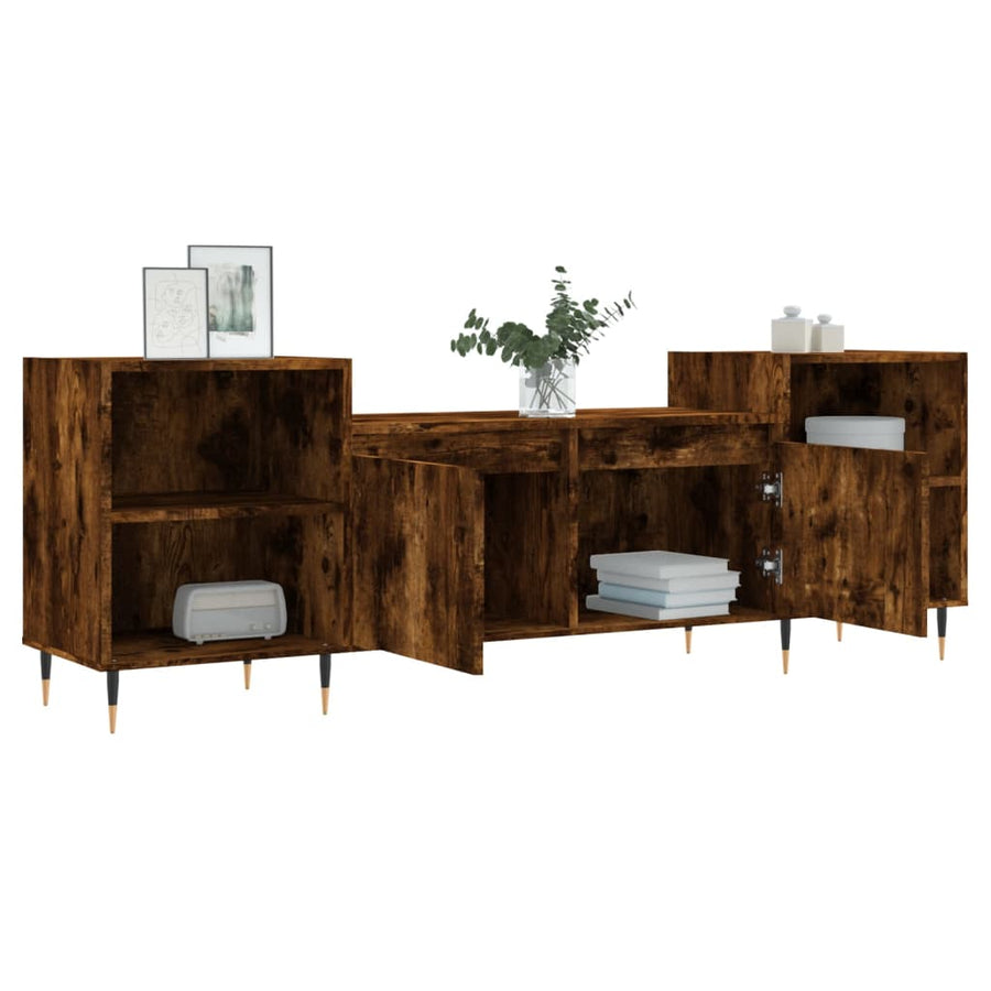 Tv-Meubel 160X35X55 Cm Bewerkt Hout Kleurig Gerookt eiken