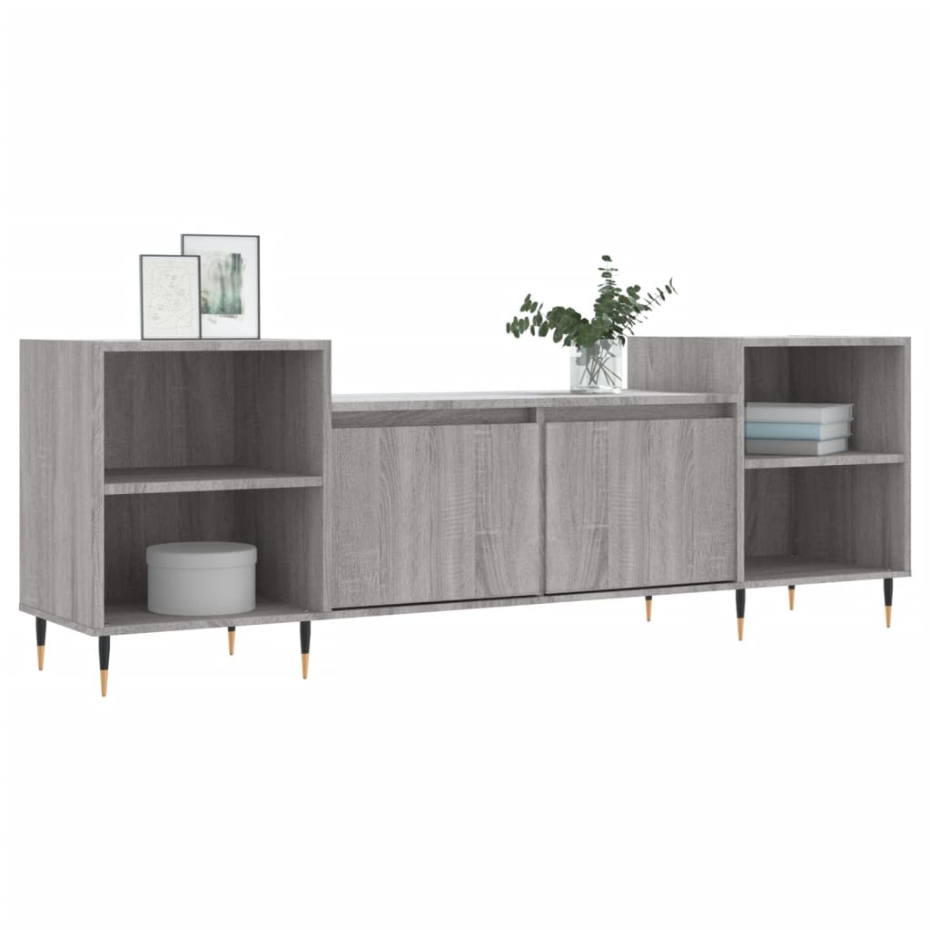 Tv-Meubel 60X35X55 Cm Bewerkt Hout Eikenkleurig Grijs sonoma