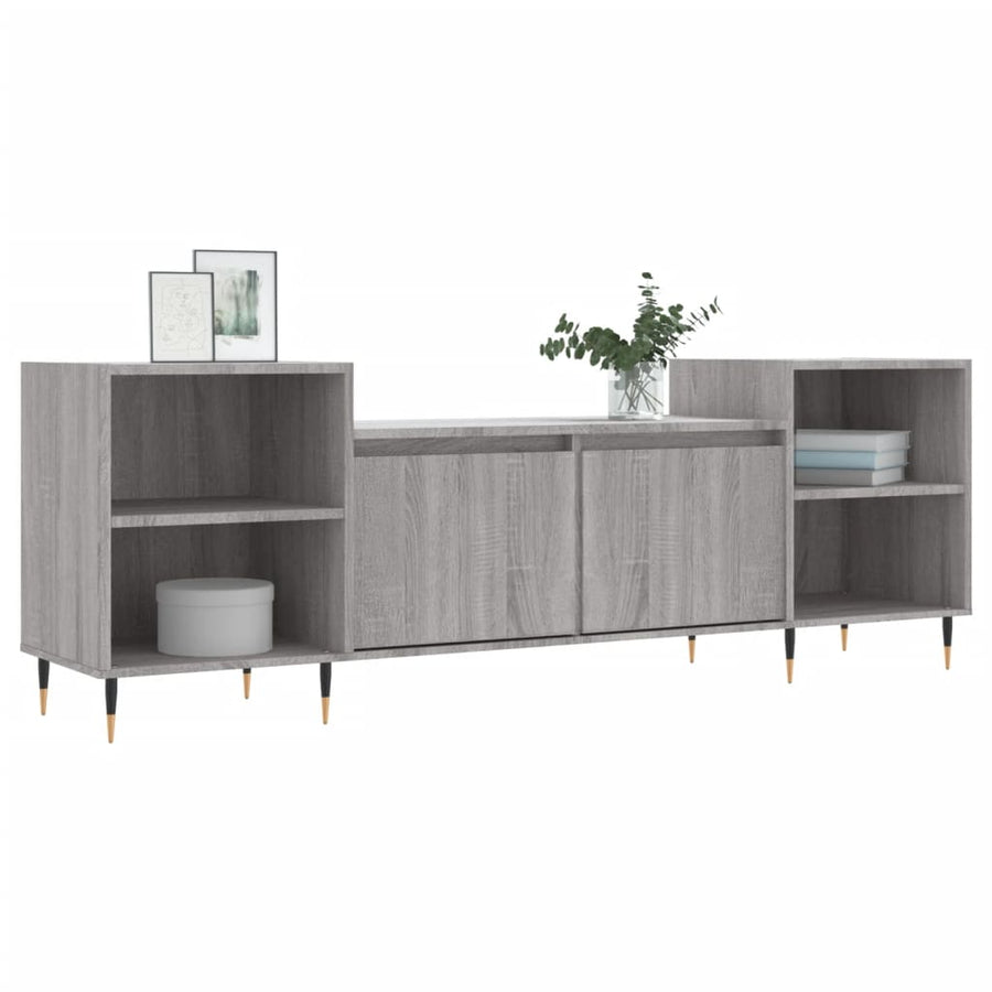 Tv-Meubel 60X35X55 Cm Bewerkt Hout Eikenkleurig Grijs sonoma