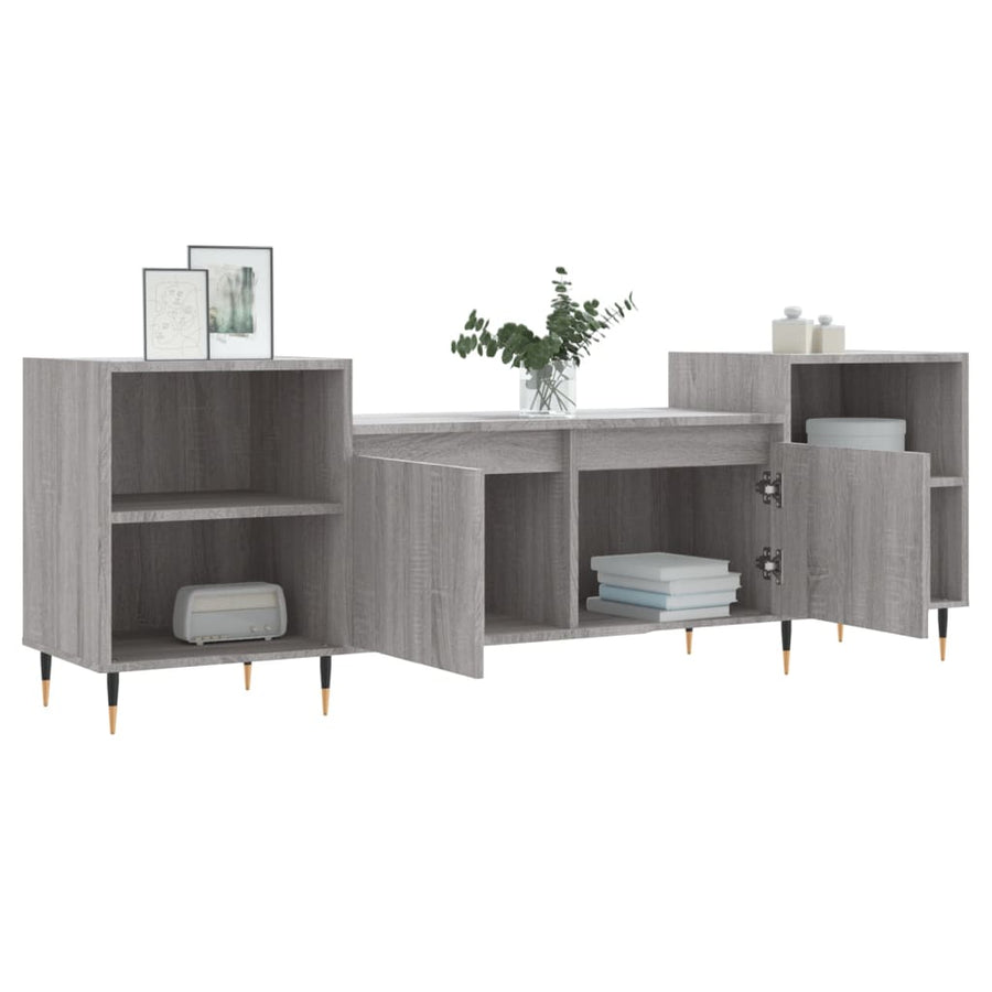 Tv-Meubel 60X35X55 Cm Bewerkt Hout Eikenkleurig Grijs sonoma
