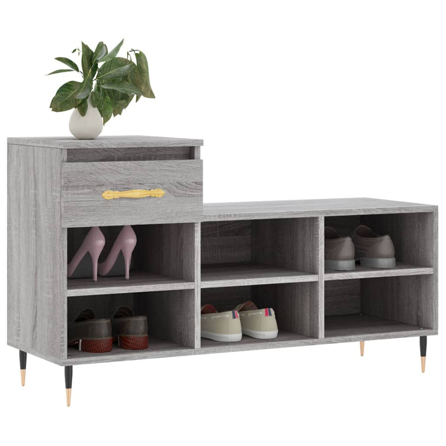 Schoenenkast 02X36X60 Cm Bewerkt Hout Sonoma Grijs Grijs sonoma